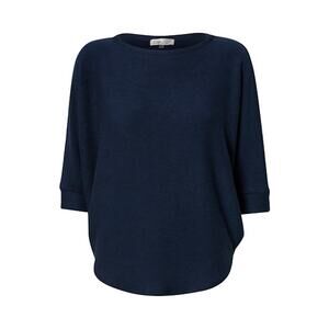 RIELLE Women's Ribbed 3/4 Knit Top Size M In Navy